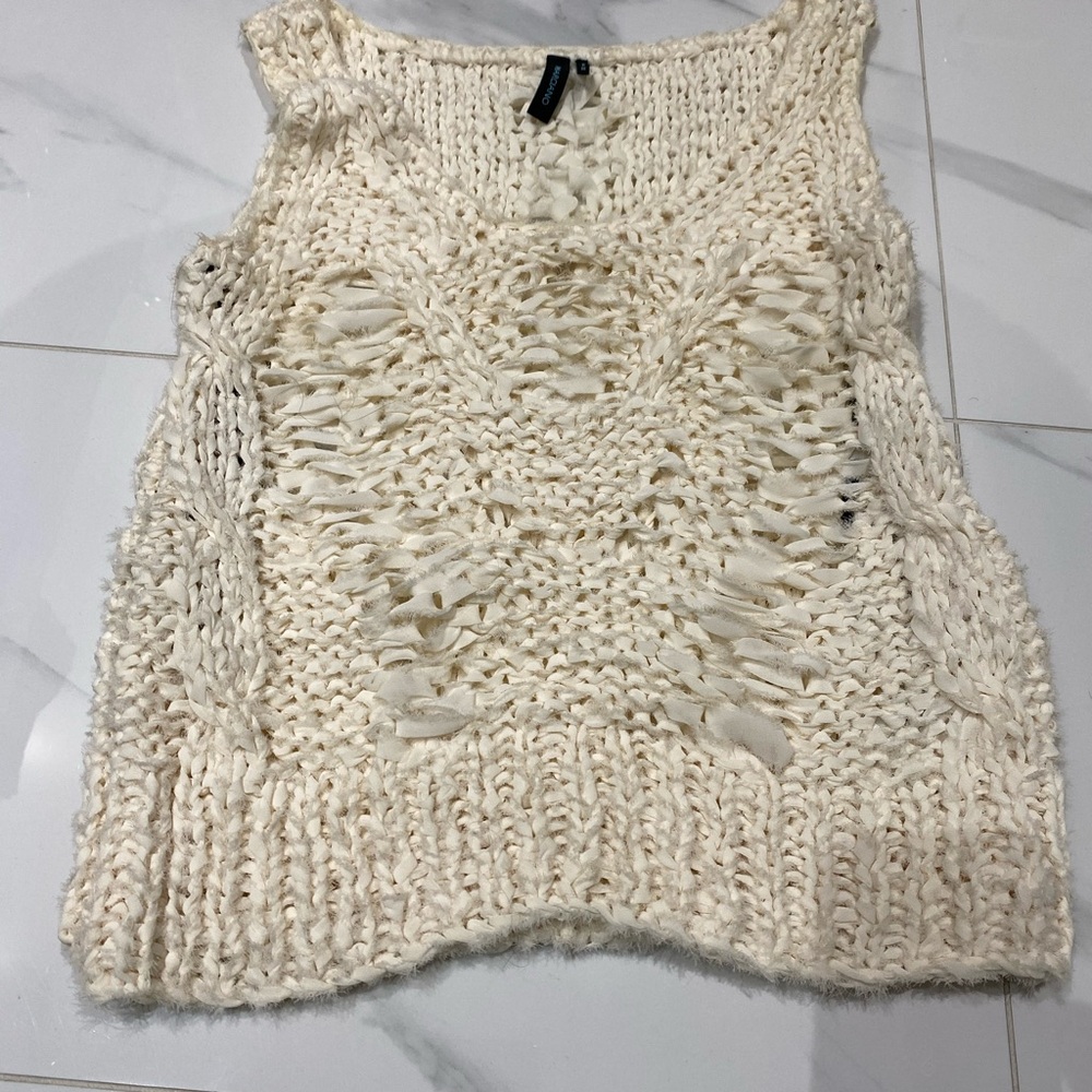 Marciano Ivory Textured Knit Top